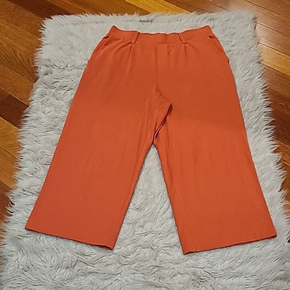 Lands end womens cotton orange sport knit crop size medium